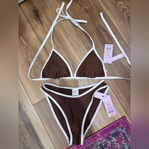 Wild Fable Brown and White Bikini Set